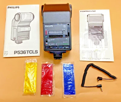 Flash electrónico vintage PHILIPS P-536TCLS años 80 con 3 filtros de color y manual Foto 1 de 4