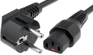 Power Cable SCHUKO Mains Right Angle Male Plug to IEC C13 Female Socket Lock 2m - Picture 1 of 2