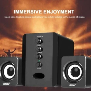 USB Computer Speakers System Stereo Bass Subwoofer LED for Desktop Laptop PC US - Picture 1 of 8