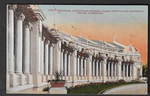 Alaska Yukon Expo postcard of Agricultural Building, unused, circa 1909 - Picture 1 of 2