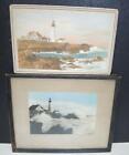 Two Antique Hand Aquatinted Photographs of Portland Headlight - Bicknell & Blood