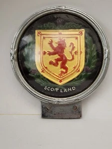 Rare Vintage 1960's SCOTLAND Motorcycle and Car Badge Emblem 4" HEAVY metal - Picture 1 of 12