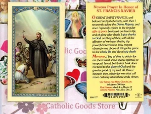 St Francis Xavier - Novena Prayer in Honor of St Francis - Laminated Holy Card - Picture 1 of 3
