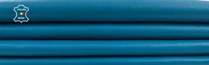 TEAL TURQUOISE BLUE Italian STRETCH Lambskin leather 2 skins 11sqf 0.9mm #C1136 - Picture 1 of 7