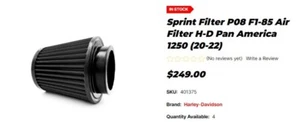Filtro de aire Sprint P08 F1-85 H-D Pan America 1250 (20-22) - Imagen 1 de 2