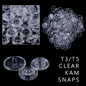 Kam Snaps Clear T3 T5 Size Plastic Studs Poppers for DIY Sewing Crafts Clothes - Picture 1 of 8