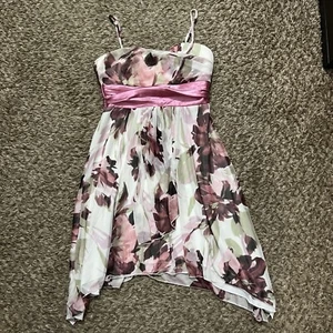 Speechless Ladies Dress White Pink Purple Floral Dress Adjustable Small S - Picture 1 of 9