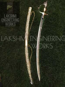 PERSONALISED BRASSNAKSHI cover sword with brass metal scabbard,personalised engr - Picture 1 of 9