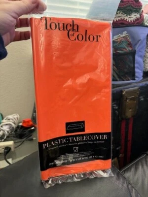 Touch of Color Sunkissed Orange PlasticTablecover 54" x 108" Party Supply New!!! - Image 1 of 2