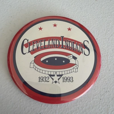 Cleveland Indians Baseball Button 1993. Last Year Municipal stadium Rare Item! - Image 1 of 4