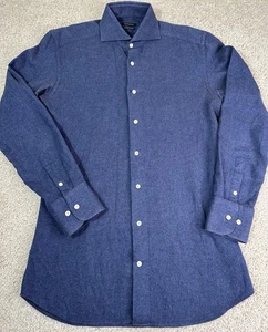 SuitSupply 37 / 14,5 blau Flanell Hemd Manifattura Valle Brembana Baumwolle - Bild 1 von 10