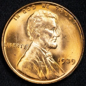 1939 Lincoln Wheat Penny Choice Uncirculated Red BU+ RD - Philadelphia Mint - Picture 1 of 4