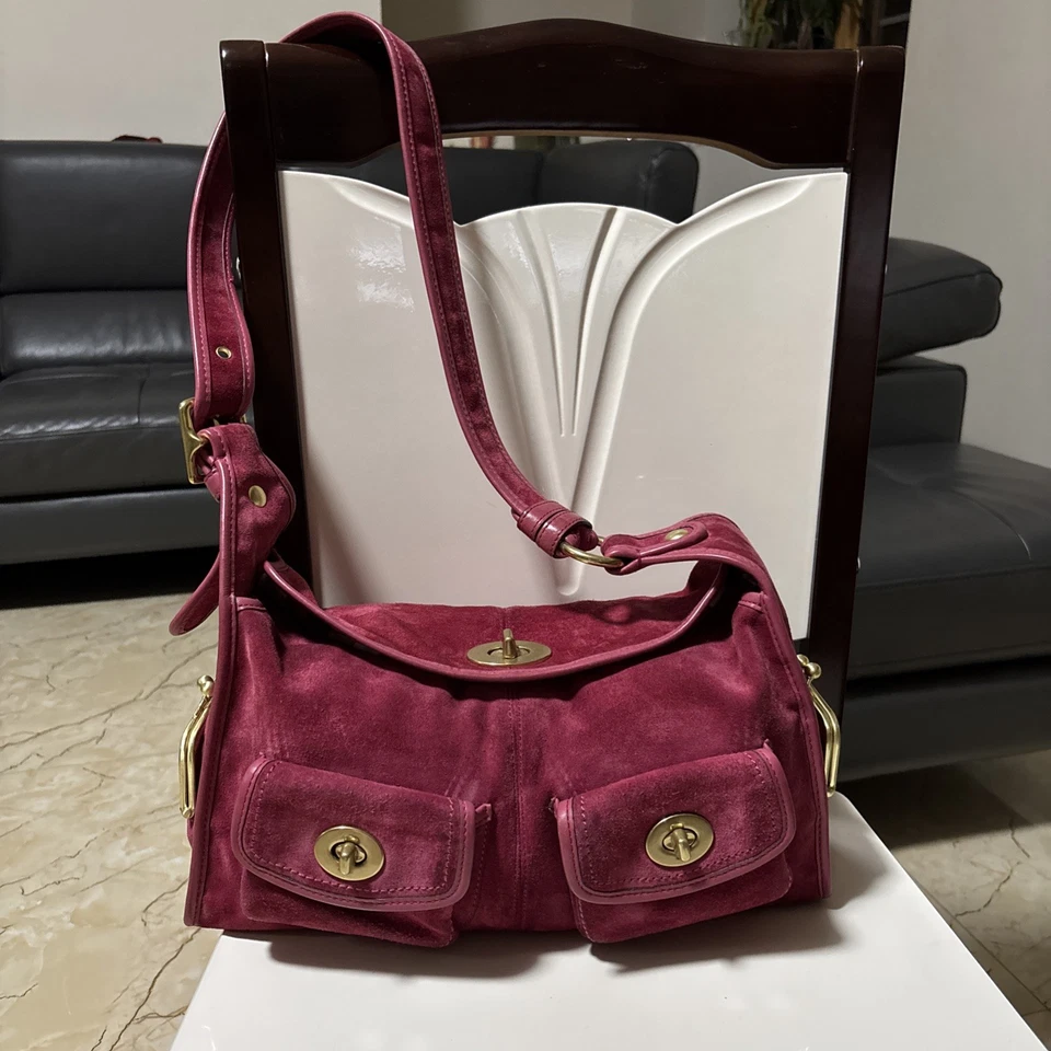 Archive Pink Coach Bleecker Suede Haversack Bag (no Hangtag) Worn See Pictures - Image 1 of 4