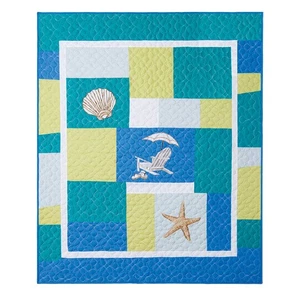 Blue Oasis Cotton Quilted 50" x 60" Throw Blanket - Picture 1 of 1