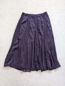 Gharani Strok Vintage 90s UK12 Silk Midi Skirt Burgundy 100% Seide A-Linie Plissee - Bild 1 von 8