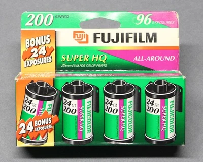 Fuji Fujifilm Super HQ ISO 200 35mm Color Film 4 Rolls EXPIRED 2001 - Image 1 of 3