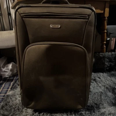 Liz Claiborne Brown and Tan Xtra Large Expandable Travel Luggage 25" H. x 18" W. - Image 1 of 4