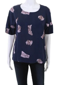 Elk Womens Forsyth Dolman Short Sleeve Crinkle Print Blouse Blue Size 6 11023885 - Picture 1 of 6
