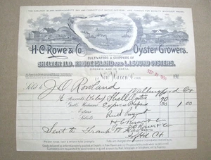 1909 Billhead H.C. Rowe & Co. Coltivatori di ostriche 1/6 barile per 70 centesimi - Foto 1 di 1