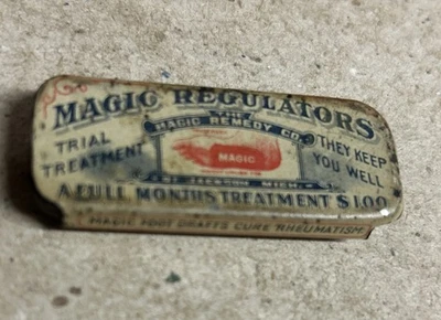 古董 Magic Foot Draft Co. quack 药物 风湿病 锡 非常罕见  — 第 1/4 张图片