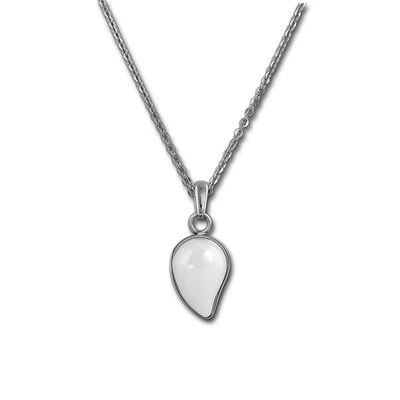 Amello Gocce Argento Collana Bianco Gioiello 50cm Acciaio Inox Ceramica ESKX45W5 - Immagine 1 di 4