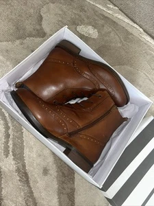 NEW ex JOHN LEWIS Cameryn Leather Wide Fit Brogue Ankle Boots RRP £95 Size 5 Br - Picture 1 of 13