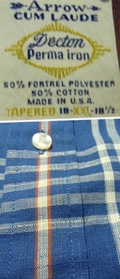 vintage 50s ARROW cum laude summer shirt decton SANFORIZED no iron mens 2XL tall - Image 1 of 4