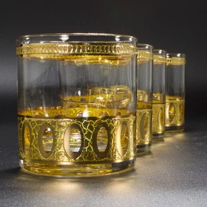 Culver Ltd. Antigua Juego de 4 vasos MCM de whisky Lowball Rocks oro prístino 22k - Imagen 1 de 15