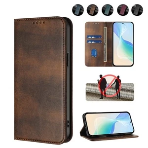 For iPhone 17/16e/15/14/13/12/11/XR SE 8 Magnetic Wallet Case Leather Flip Cover - Picture 1 of 25