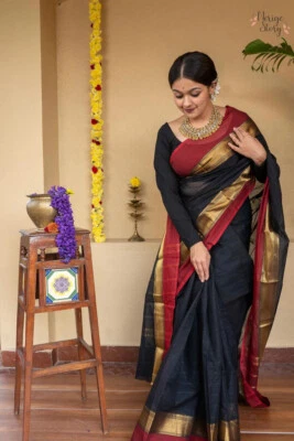 Exclusive Pure Cotton Party wear Handmade Sari Women's Saree Blouse Traditional - Image 1 of 4