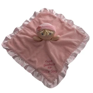 Kids Preferred Pink Baby Security Blanket Satin Trim Plush Doll Head Lovey Girl - Picture 1 of 10