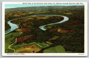 Aerial View of the Narrows, East Brady PA Postcard - Picture 1 of 2