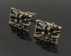 925 Sterling Silver Vintage Dark Tone Brutalist Style Cufflinks TR3225 - Picture 1 of 5
