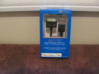  Auvio Sync/Charge Cable for Ipod, Iphone and Ipad "New Factory Sealed" BLACK - Image 1 of 2