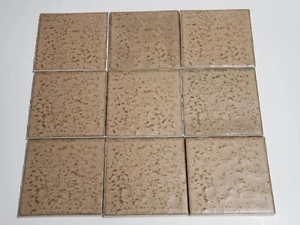 Vtg 9 AO American Ceramic Tiles Rustic Dark Tan Brown Texture Bullnose 4 1/4 NOS - Picture 1 of 5