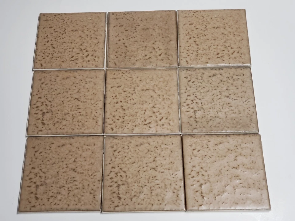 复古 9 AO 美国陶瓷瓷砖乡村深棕褐色纹理牛鼻 4 1/4 NOS — 第 1/4 张图片