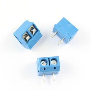 100 piezas azul 5 mm paso 2 pines 2 vías ángulo recto PCB tornillo bloque terminal conector - Imagen 1 de 6