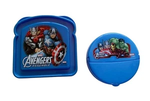 Contenedor de bocadillos Avengers Marvel de 2 piezas soporte para sándwiches azul rojo plástico - Imagen 1 de 4