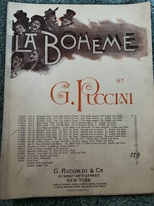 Vintage 1909 La Boheme by G Puccini Sheet Music Act II - Picture 1 of 8
