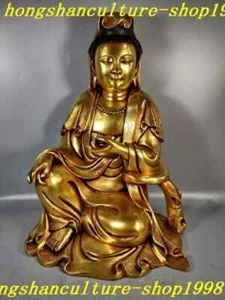19.2" China Buddhism purple copper 24k gold Gilt Kwan-Yin GuanYin Buddha statue - Picture 1 of 8