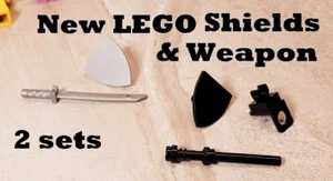 New LEGO Weapons Set SHIELDS Black Gray Neck bracket Staff Clip Good Evil Color - Picture 1 of 1