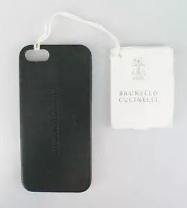 New BRUNELLO CUCINELLI Gunmetal Gray Pebbled Leather Iphone Case $380 - Picture 1 of 3