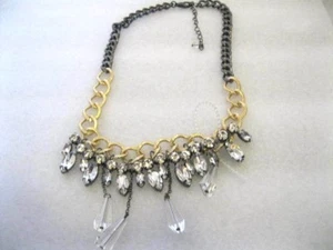 Statement necklace with clear crystal Hanging Beads = 16" Adjustable - Picture 1 of 2