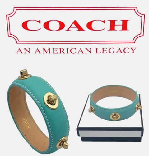 Braccialetto Coach Vintage 3 4 Pollici Pelle Turchese Verde Ottone Regalo