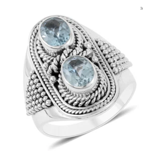 Super süßer Himmelblautopas Bali Ring 11,95gr Sterlingsilber Gr. 5 oder 7 2,90 tcw - Bild 1 von 3