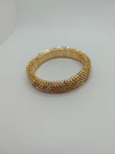 Bracelet Grey Clear Rhinestone Expansion Stretch Gold Tone - Picture 1 of 6