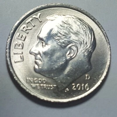 2016 D Roosevelt Dime 10c Obverse Weak Strike Struck Through Grease Error Coins - Image 1 of 4