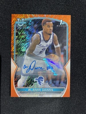 2022-23 Bowman Chrome University Al-Amir Dawes Orange Shimmer Auto /25! - Image 1 of 2