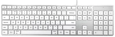 ACCURATUS - Papan Kekunci Multimedia USB Saiz Penuh untuk Mac, Perak / Putih - Image 1 of 4