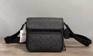 Coach CZ396 Sullivan Flap Crossbody Bag Signature Canvas & Leather Charcoal/Black - Bild 1 von 12